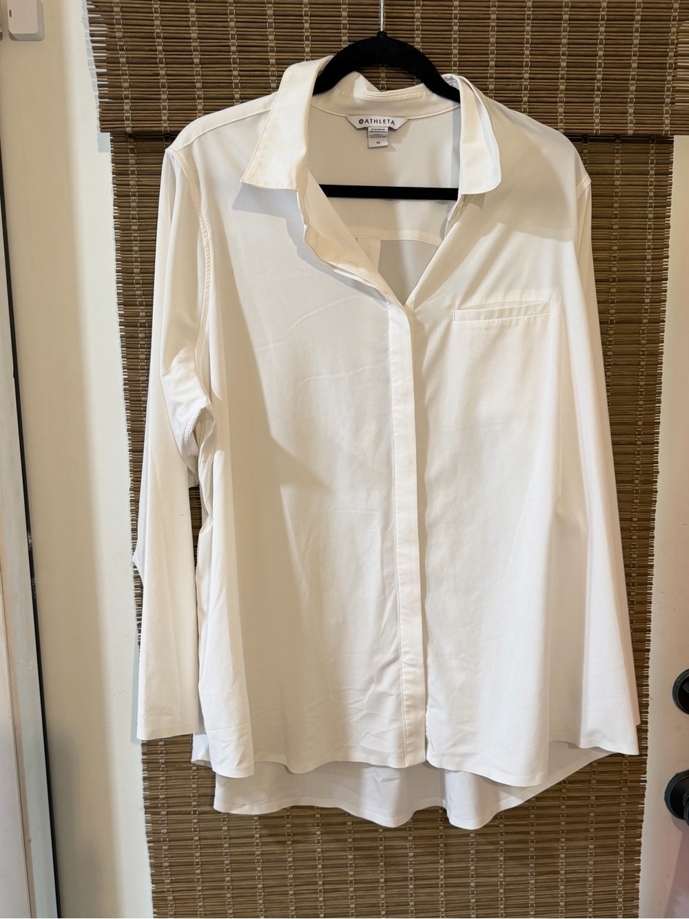 Athleta White Button-Front Relaxed Shirt